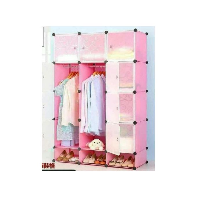 Generic Portable 3 Column Plastic Wardrobes Pink Best Price