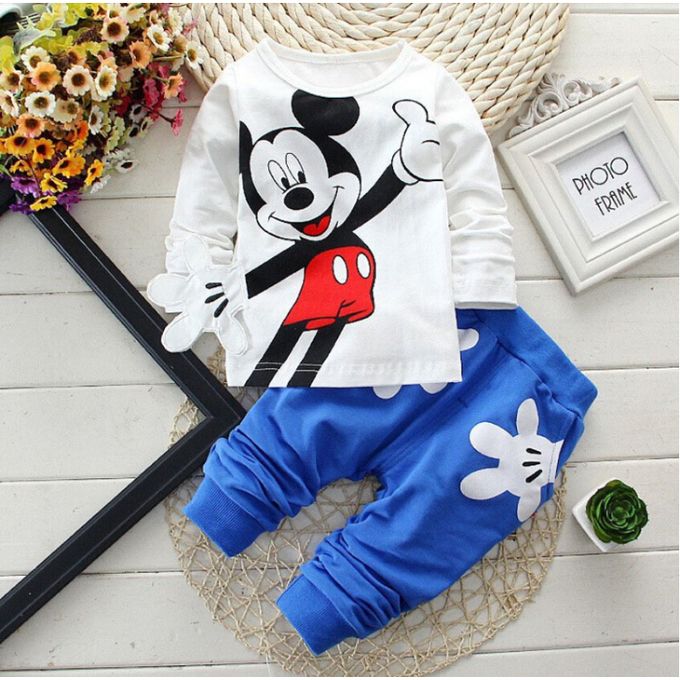 MasterBaby Baby Store Malaysia - MASTER BABY Newborn Baby 2-Piece Mouse  Print Long Sleeve and Long Pants Basic Suit