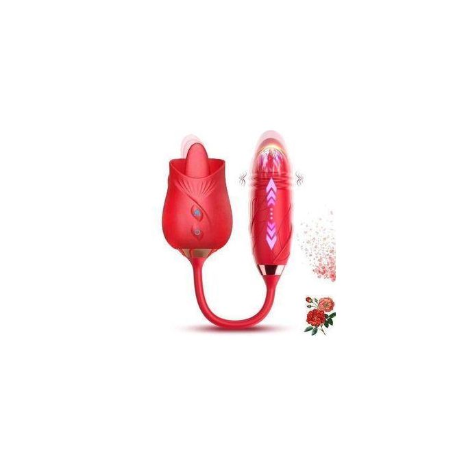 Generic 2 in 1 rose toy vibrator with ricking tongue @ Best