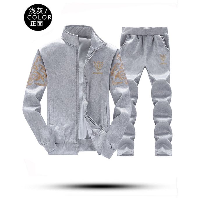 Fashion Mens Set Tracksuit Set 2 Pieces Hooded Sweatshirt Male Jacket ...