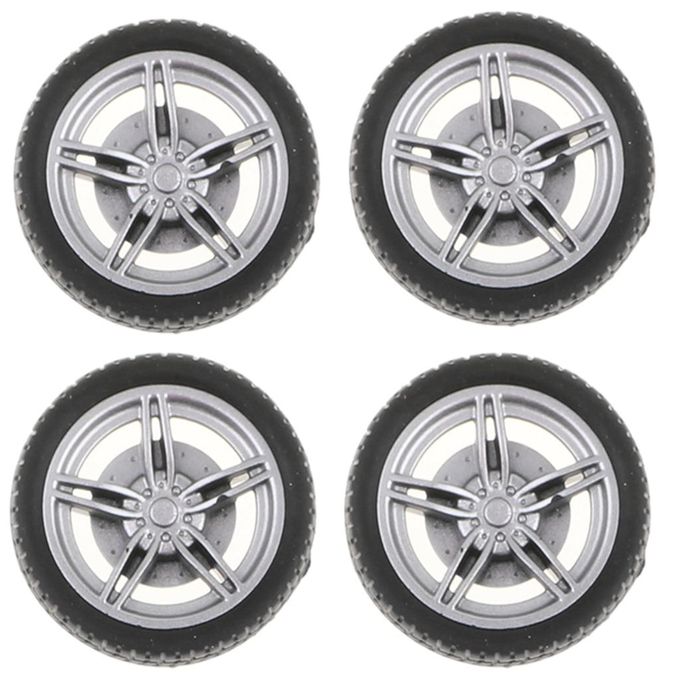 Generic 40mm Silver Plastic Wheel Rim & Tyre Tires For RC Racing