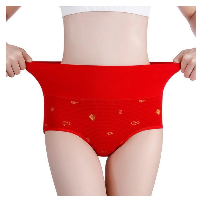 Pimfylm Cotton Thongs For Women Women Cotton High Waist Panties Full  Coverage Briefs Soft Strech Ladies Breathable Panties-Multi Pack Red Large  