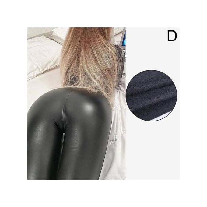 Generic S_5XL High Waist Leggings Women PU Leather Pants Sexy Push