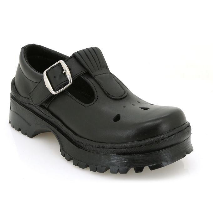 Toughees Black Girls School Shoes 