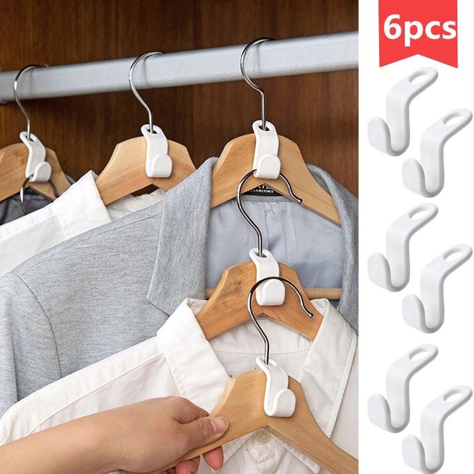 6PCS Mini Clothes Hanger Connector Hooks Cascading Plastic