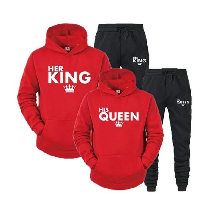 Generic Men s And Women s Long Sleeves Lover Her Queen Or His King Printed Couple Hoodies Suits Sweatshirt Sweatpants Two Piece Set Best Price Online Jumia Kenya