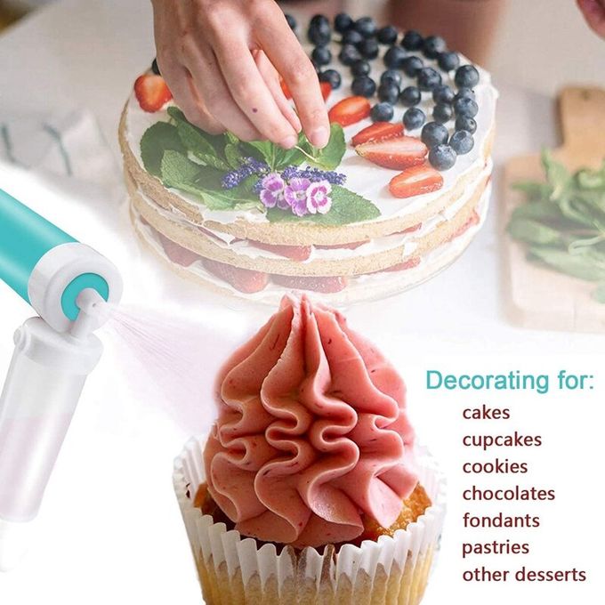 Manual Airbrush for Decorating Cakes, Manual Glitter Pump Cake Glitter  Decorating Tools with 4pcs Cake Spray Tube for Decorating Cakes Cupcakes