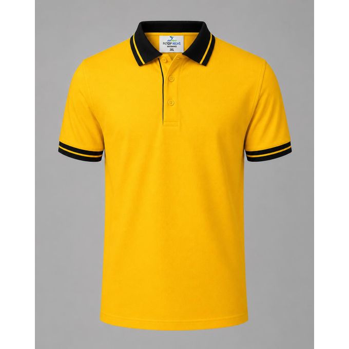 Extreme Yellow collar black polo T shirt fashion cute @
