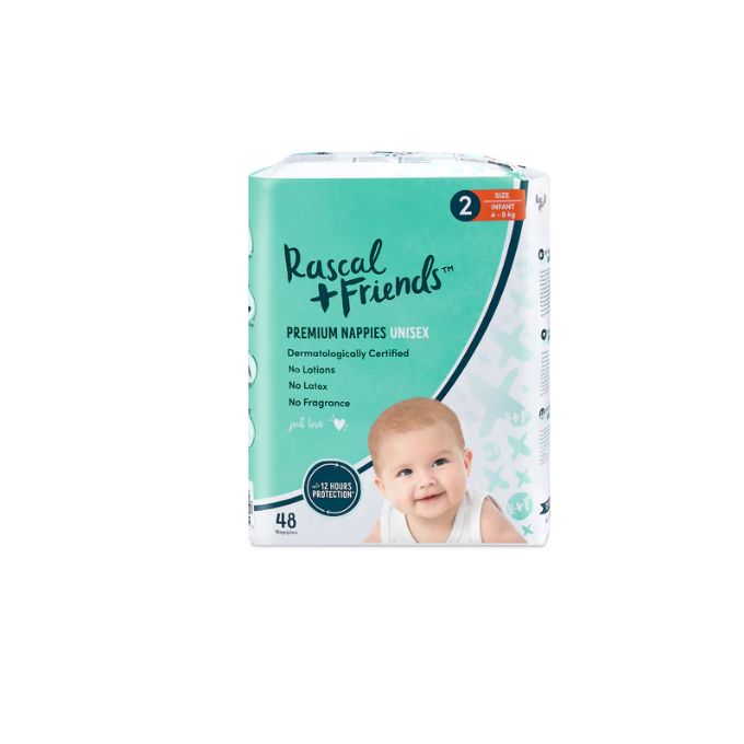 Rascal +Friends Premium Adhesive Infant Nappy Diapers Size 2 (4-8