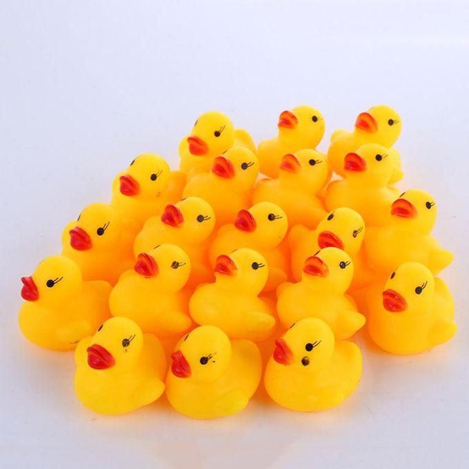 product_image_name-Generic-Kawaii Cute Cartoon Duck Baby Squeaky Rubber Ducks Bath Water Swimming Toys yellow & red-3