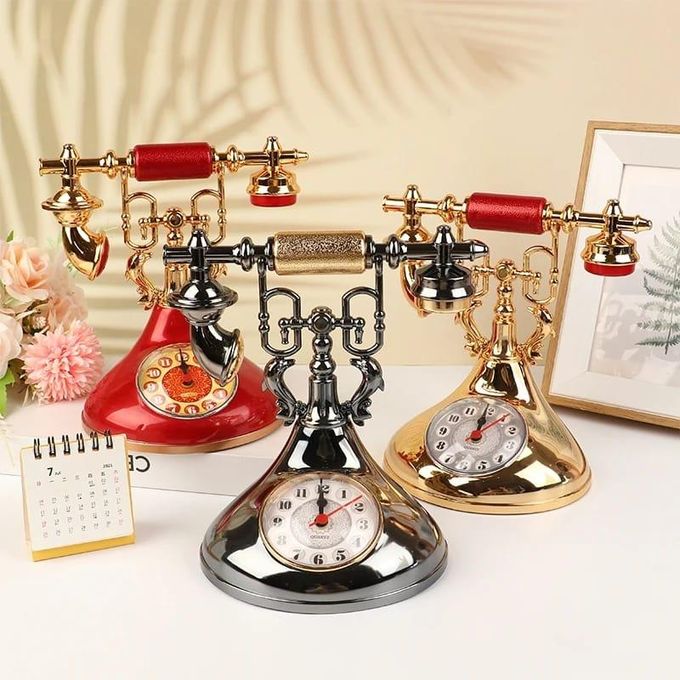 Generic Vintage Style Telephone Clock, Antique Look Rotary Phone Alarm ...
