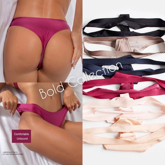 Fashion 3PCs Sexy Triple Strap Soft Silk Seamless Thong Panties(Hips  36-42inc) @ Best Price Online