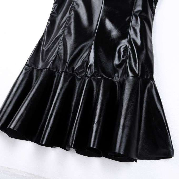 Women's Underwear Black PVC Faux Leather One-Piece Dress 5 Size Patent  Leather Skirt Night Performance Costume : : Clothing, Shoes &  Accessories