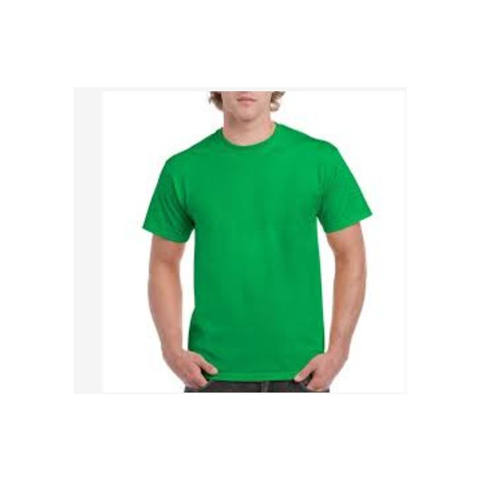 Fashion Heavy-duty Plain Cotton Round Neck T-shirt- Green @ Best Price  Online