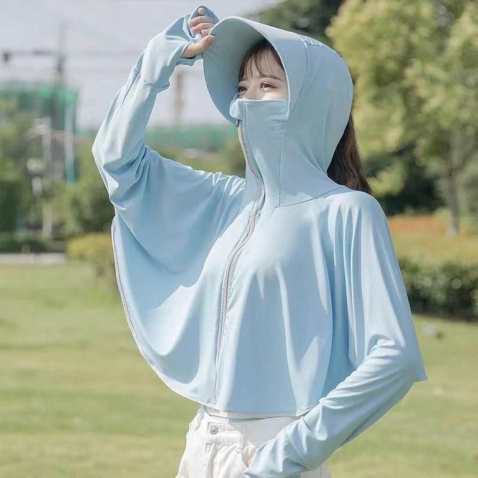 1PC Summer Sun-protective Clothing Stylish Hooded Anti-uv Cloak Cycling Sun  Block Veil Garments Outdoor Covering Face Sun Screen Clothes for Lady