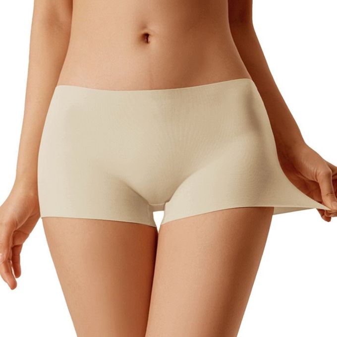 Fashion (Beige)Women's Summer Safety Short Panties Ice Silk Underpant  Seamless Anti-glare Ladies Pants Girl Boxer Briefs Cozy Female Underwear  DOU @ Best Price Online