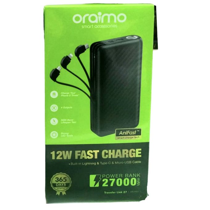 product_image_name-Oraimo-27000mAh 12W Fast Charging Power Bank WITH CABLES-1