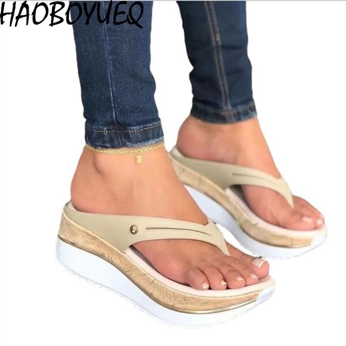 Fashion Women Wedges Slip Flip Flops Beach Sandals Shoes Indoor Outdoor  Chunky @ Best Price Online