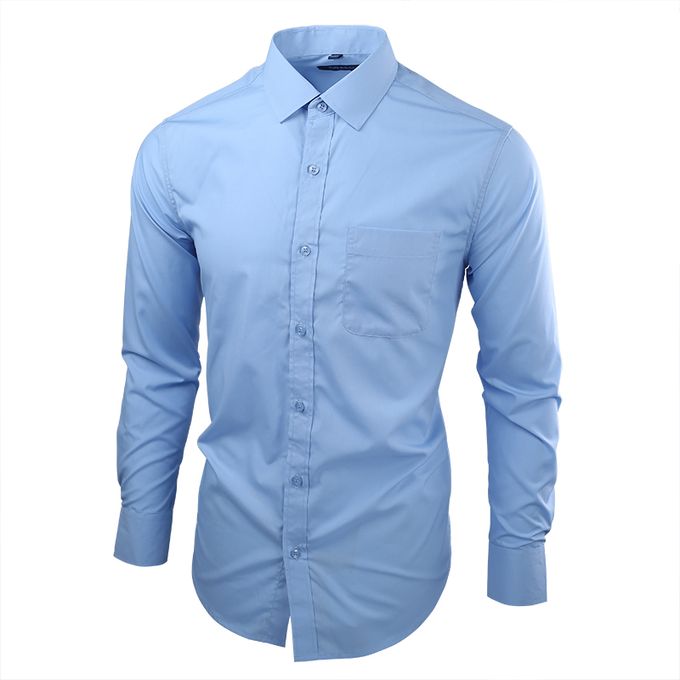 Fashion Mens Solid Long Sleeve Dress Shirts Teal DX20190718 @ Best ...