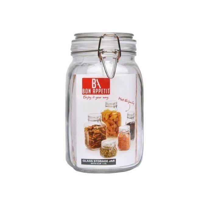 Generic Bon Appetit Square BA Glass Jar With Clip Best