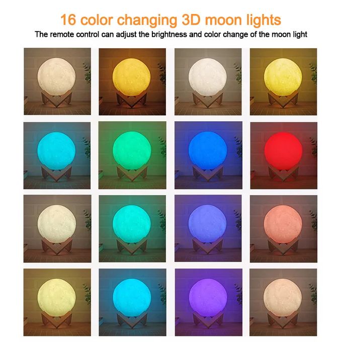 Barksdale Night Light Touch Moon Lamp16 Colors 3D Stand & Remote