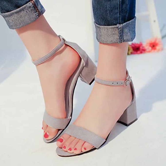 gray strap heels