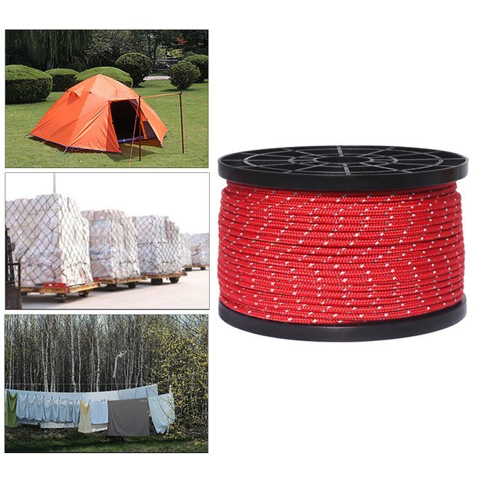 Generic Reflective guyline Tent Rope Tent Cord Wind Rope for Outdoor  Backpacking Survival, Red