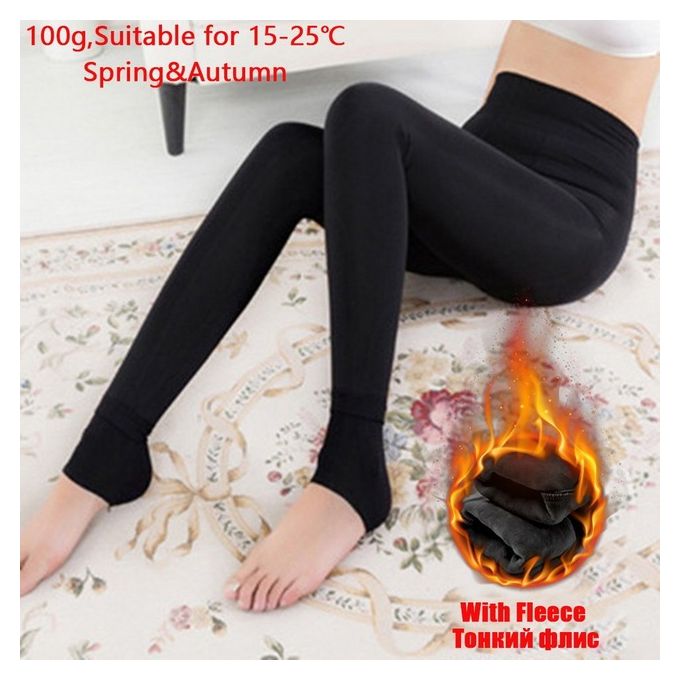 Generic Winter Velvet Faux Leather Leggings Women Thicken Plush