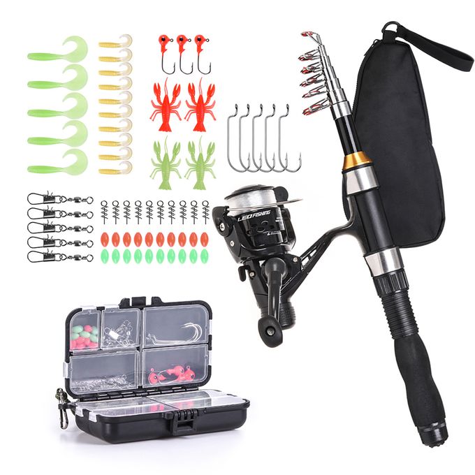 Portable Fishing Rods Fishing Kit Set Telescopic Fishing Rod Reel Combo  Spinning Reel Fishing Set Carp Fishing Rod Reel Kit Fishing Summer Gear