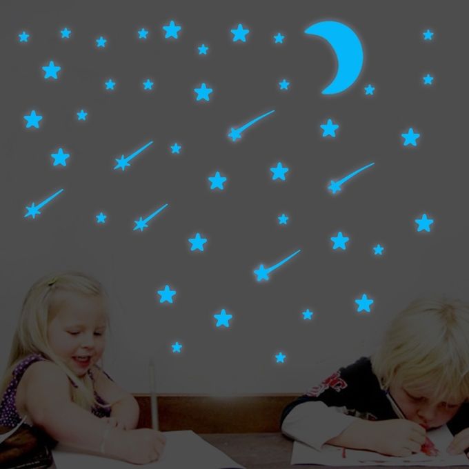 Moon Stars Meteor Wall Stickers Luminous Fluorescent Glow In The Dark Stars On The Ceiling Glass Bedroom Home Decor