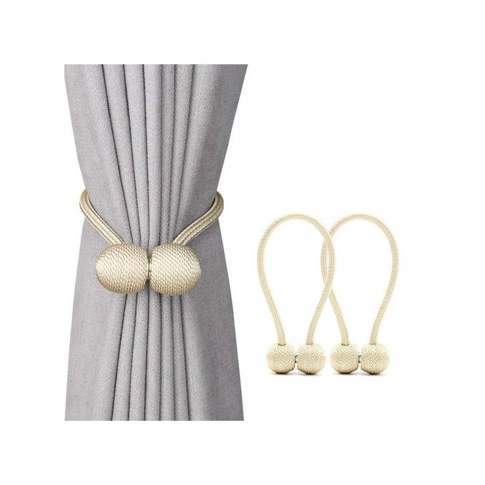 Generic Cream Magnetic Curtain Holders Stylish Elegant Pair