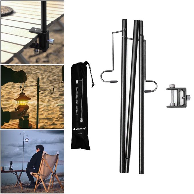 Generic Folding Lamp Pole For Camping Table Lantern Stand Black