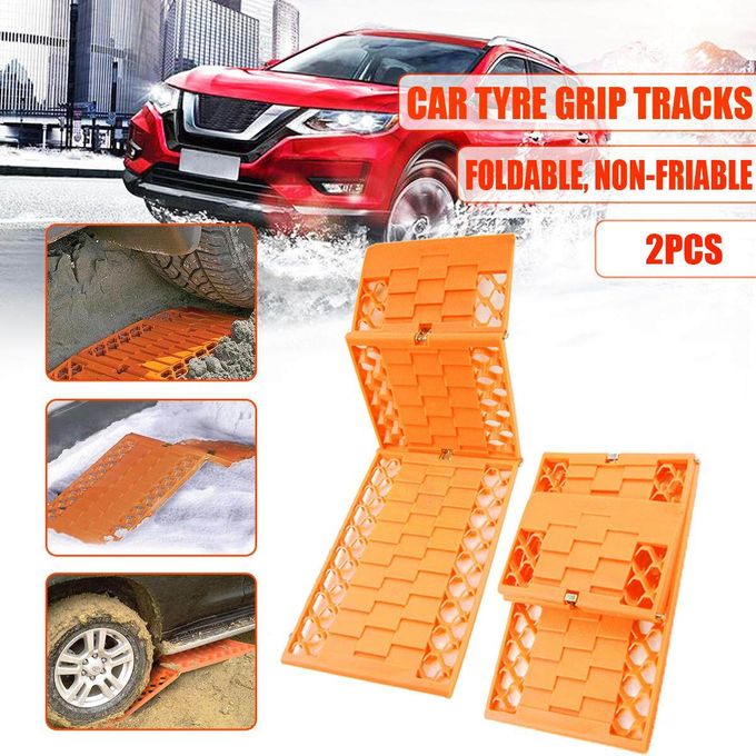 2PC Foldable Car Tire Traction Mat Anti Skid Pad Emergency Car