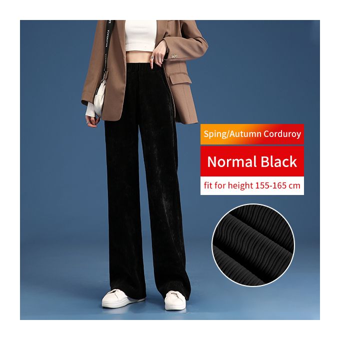 Women Warm Winter Plush Thick Pants Lambskin Cashmere Corduroy Trousers  High Waist Casual Cotton Loose Female Wide Leg Pants(#Cord-Normal-B)