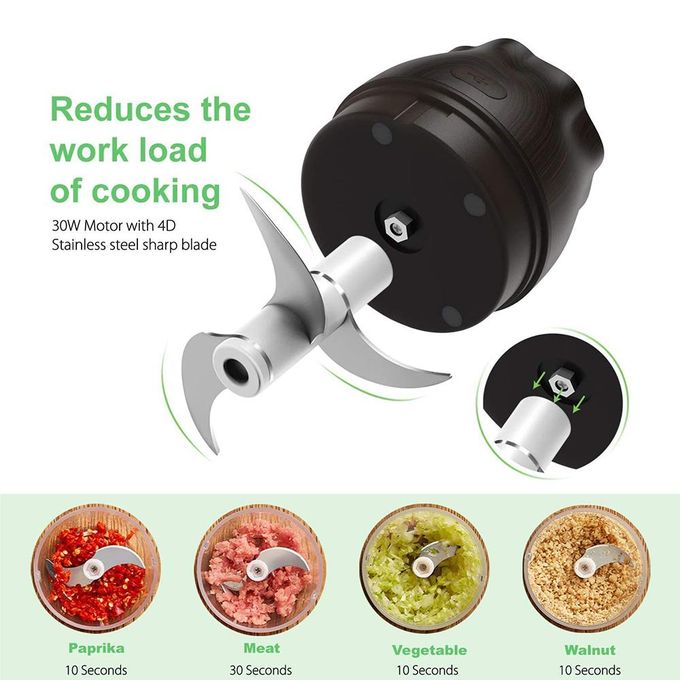 250ML Mini Electric Garlic Chopper Powerful Food Blender Pepper Chopper  8.5OZ