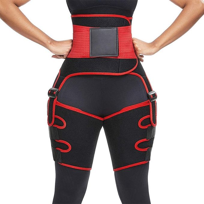 2 in 1 Waist Trainer and Thigh Trimmer Double Compression Belt Leg Support  Sweat