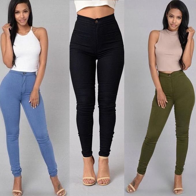 Fashion 3 Pack High Waist Body Shaper Jeans Casual Pant Trousers