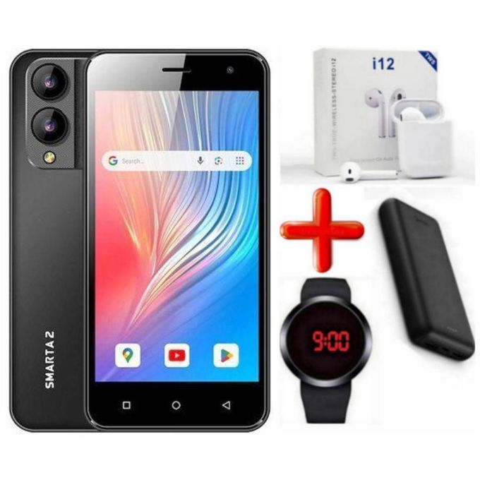 Safaricom Neon Smarta 2, 5", 2GB RAM + 32GB ROM Storage, (Dual SIM), - Black + BUDS+WACH+POWERBANK