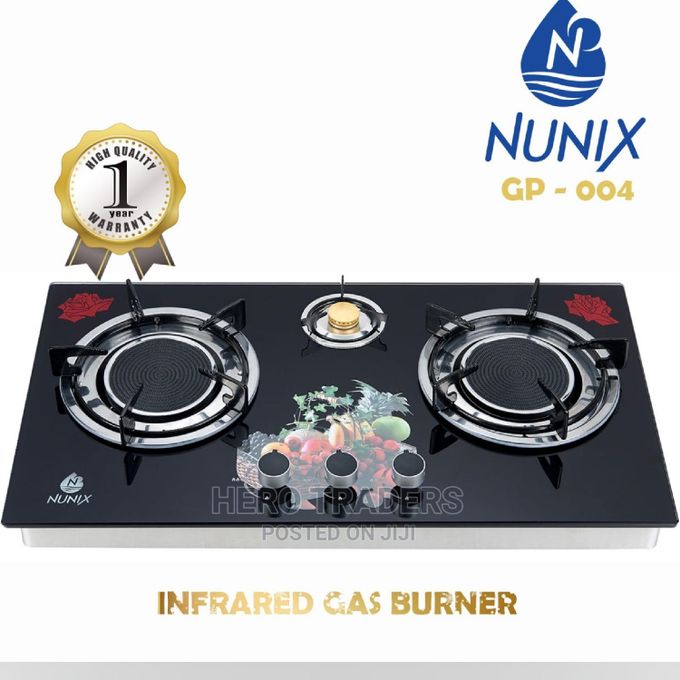 Nunix 3 Burner Low Gas Consumption Glass Top Table Infrared Cooker @ Best  Price Online | Jumia Kenya