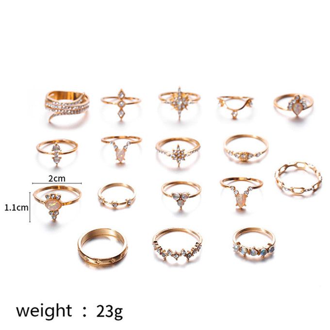 Fashion 17 Pcs Golden Rings Women Bohemian Rings Jewelry @ Best Price ...