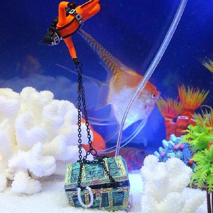 Fish Tank Aquarium Decor For Undersea Treasure Chest Diver Home Ornaments  Landscape Aquarium Accessories aquarium decoration