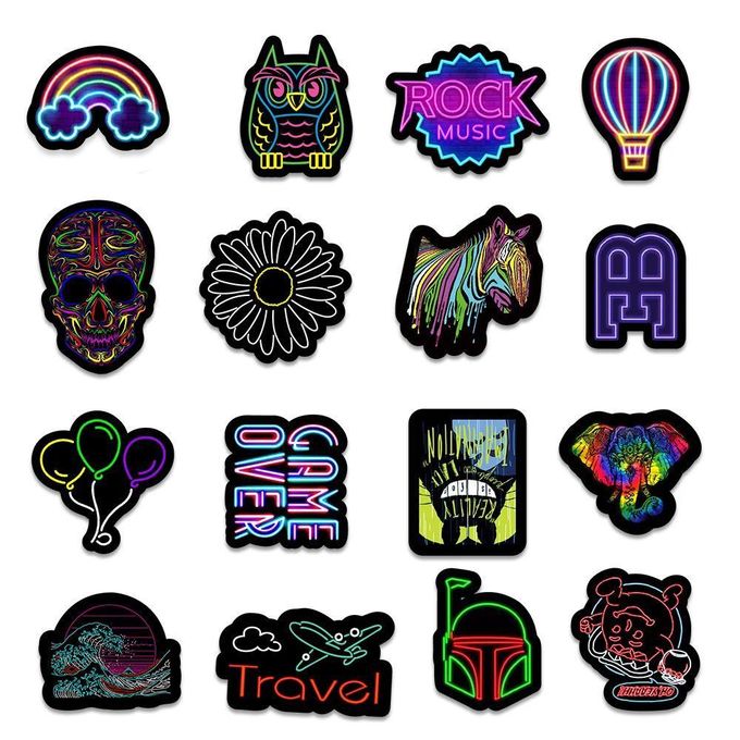 MsTeco Pack of 100 Neon Stickers Graffiti Waterproof Stickers Set Vintage for Skateboard Laptop Suitcase Helmet Motorcycle Car Bicycle Computer