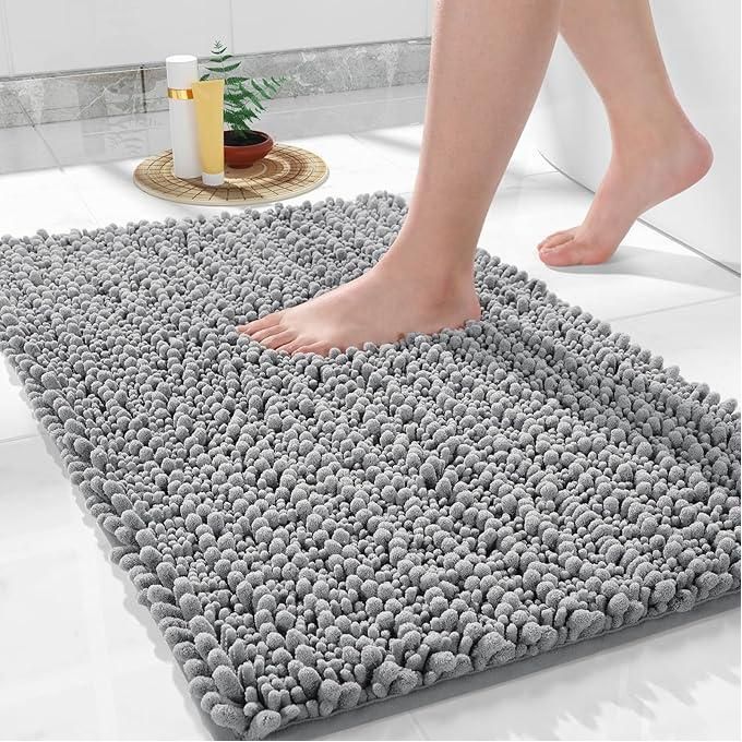 40cmx 60cmChenille Bathroom Doormat, Grey
