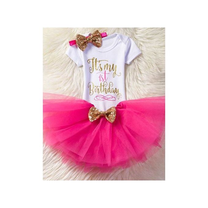 Fashion First Birthday Baby Girl Romper Dress With Matching Head