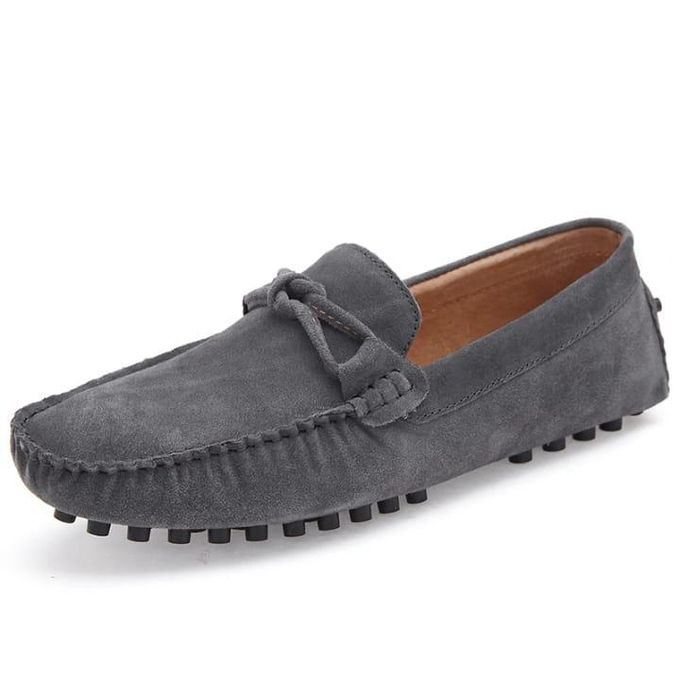 Men's Grey Suede Loafers - Casual Slip-Ons