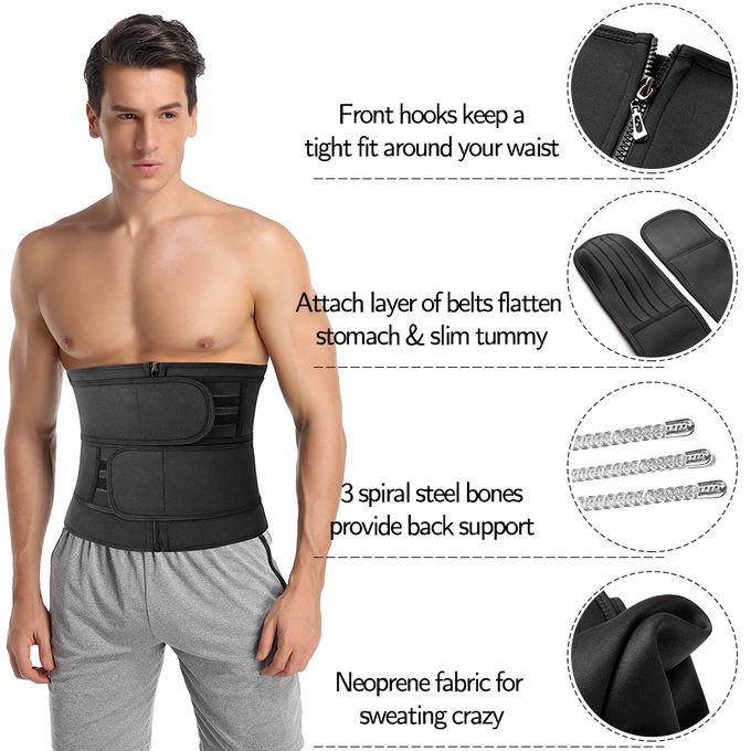 Generic Neoprene Sauna Sweat Waist Trainer Zipper Corsets Body Shaper  Abdominal Fitness Slimming Belt Tummy Trimmer Shapewear Women（#Black) @  Best Price Online