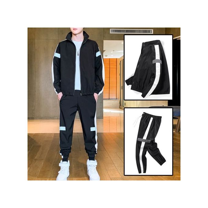 Fashion 2023 New 2 IN 1 Men's Sports Suit Fashion Tooling Casual Suit Black  @ Best Price Online