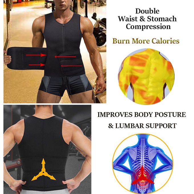 Fashion Corset Mens Slimming Belt Fitness Neoprene Sauna Suit For Men Waist  Trainer Vest Zipper Body Shaper With Adjustable Tank Top @ Best Price  Online