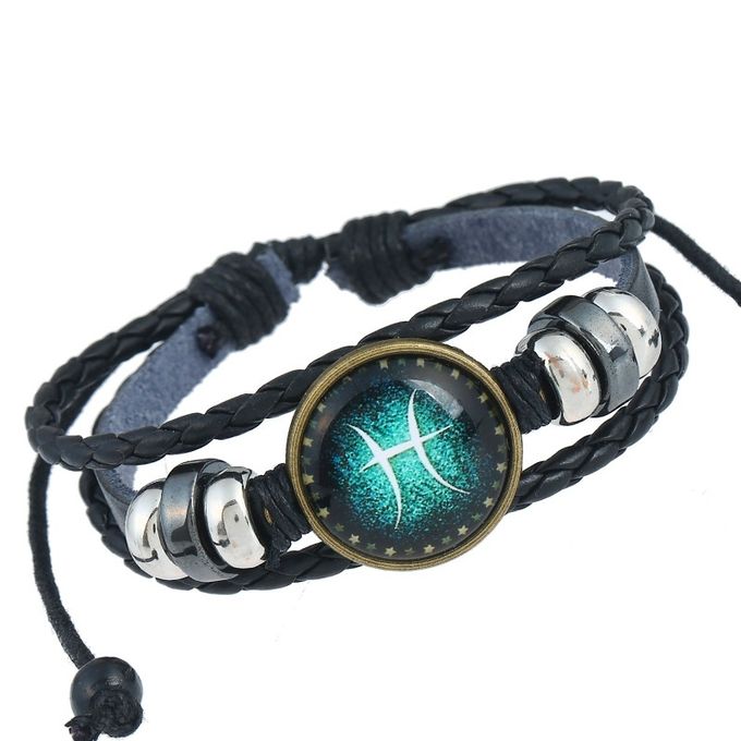 Generic Stylish Lucky Vintage Leather Bracelet Pisces Charm Multilayer ...