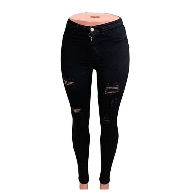 Fashion Ragged Body Shaping High Waist Ladies Jeans -black @ Best Price  Online